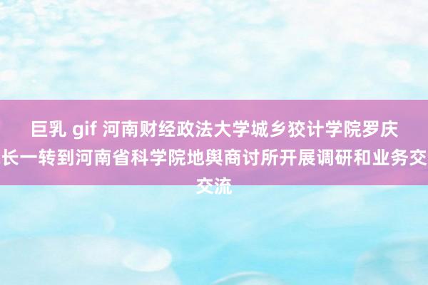 巨乳 gif 河南财经政法大学城乡狡计学院罗庆院长一转到河南省科学院地舆商讨所开展调研和业务交流