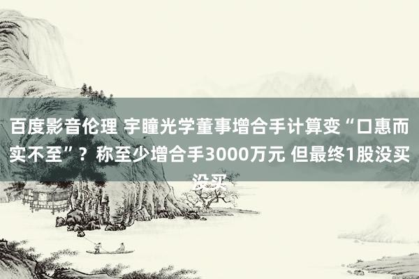 百度影音伦理 宇瞳光学董事增合手计算变“口惠而实不至”？称至少增合手3000万元 但最终1股没买