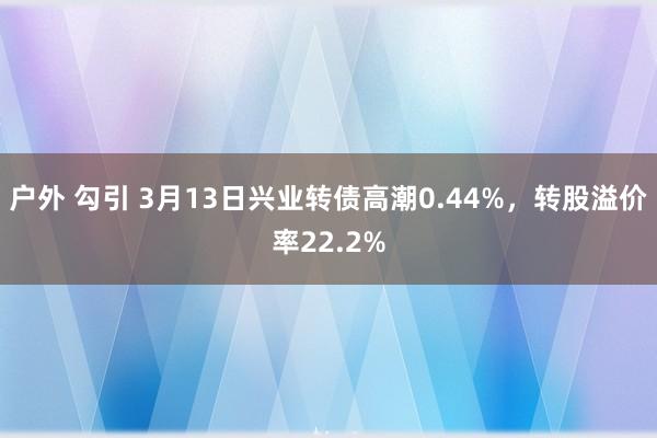 户外 勾引 3月13日兴业转债高潮0.44%，转股溢价率22.2%