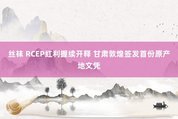 丝袜 RCEP红利握续开释 甘肃敦煌签发首份原产地文凭