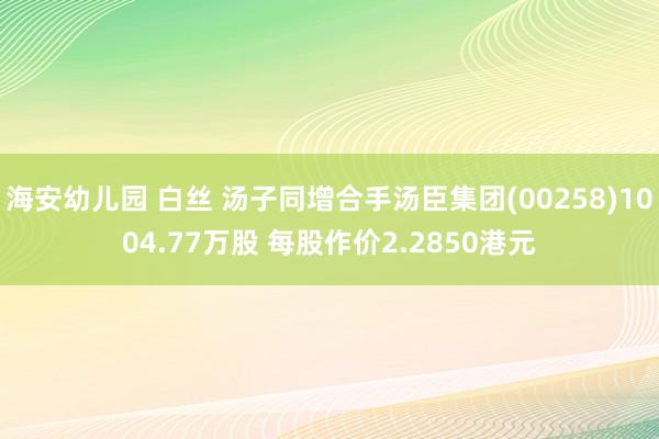 海安幼儿园 白丝 汤子同增合手汤臣集团(00258)1004.77万股 每股作价2.2850港元