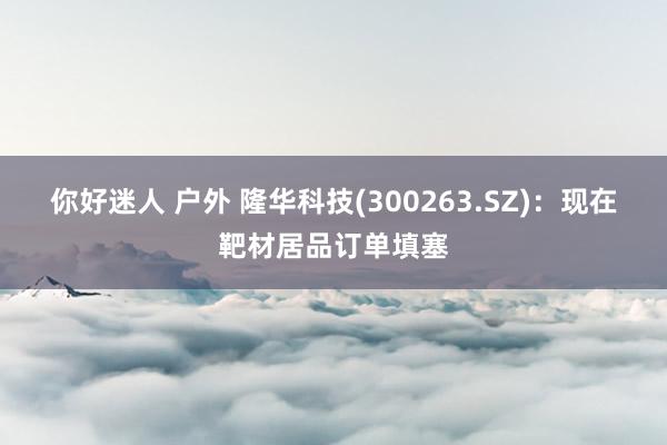 你好迷人 户外 隆华科技(300263.SZ)：现在靶材居品订单填塞