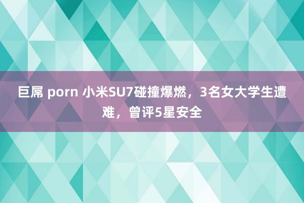 巨屌 porn 小米SU7碰撞爆燃，3名女大学生遭难，曾评5星安全