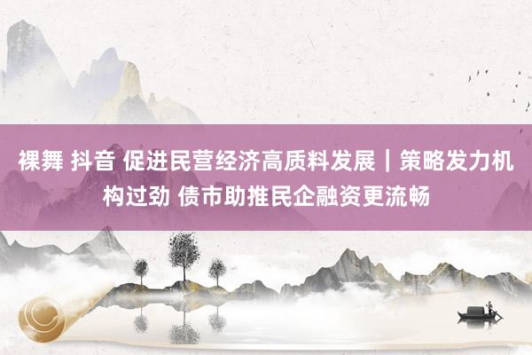 裸舞 抖音 促进民营经济高质料发展｜策略发力机构过劲 债市助推民企融资更流畅