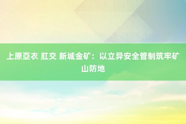 上原亞衣 肛交 新城金矿：以立异安全管制筑牢矿山防地