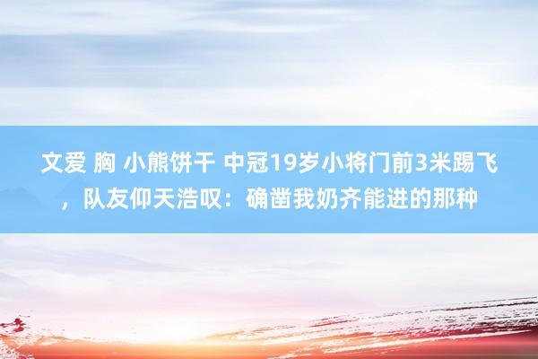 文爱 胸 小熊饼干 中冠19岁小将门前3米踢飞，队友仰天浩叹：确凿我奶齐能进的那种