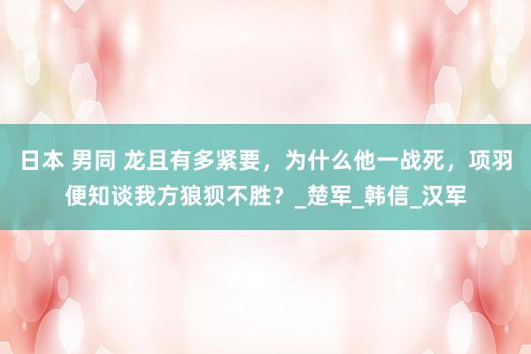 日本 男同 龙且有多紧要，为什么他一战死，项羽便知谈我方狼狈不胜？_楚军_韩信_汉军