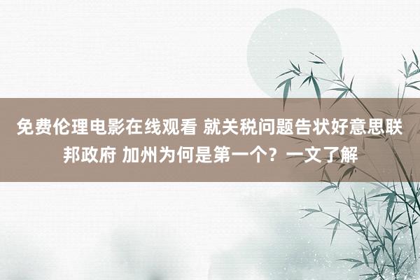 免费伦理电影在线观看 就关税问题告状好意思联邦政府 加州为何是第一个？一文了解