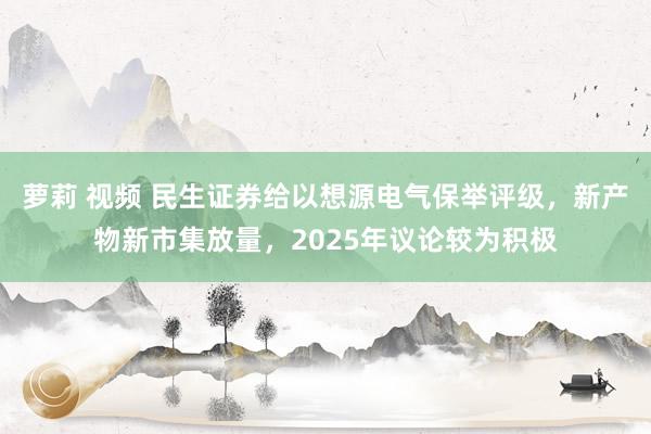 萝莉 视频 民生证券给以想源电气保举评级，新产物新市集放量，2025年议论较为积极