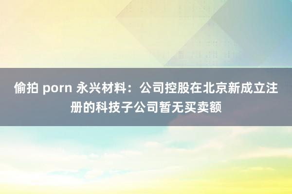 偷拍 porn 永兴材料：公司控股在北京新成立注册的科技子公司暂无买卖额