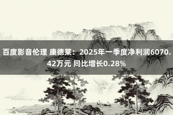 百度影音伦理 康德莱：2025年一季度净利润6070.42万元 同比增长0.28%